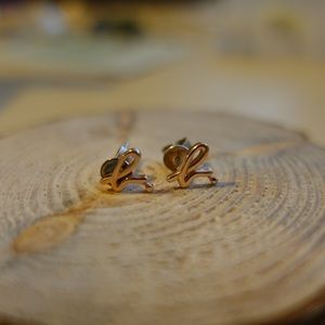 NEW Agnes B. Logo Rose Golden Plating Earrings